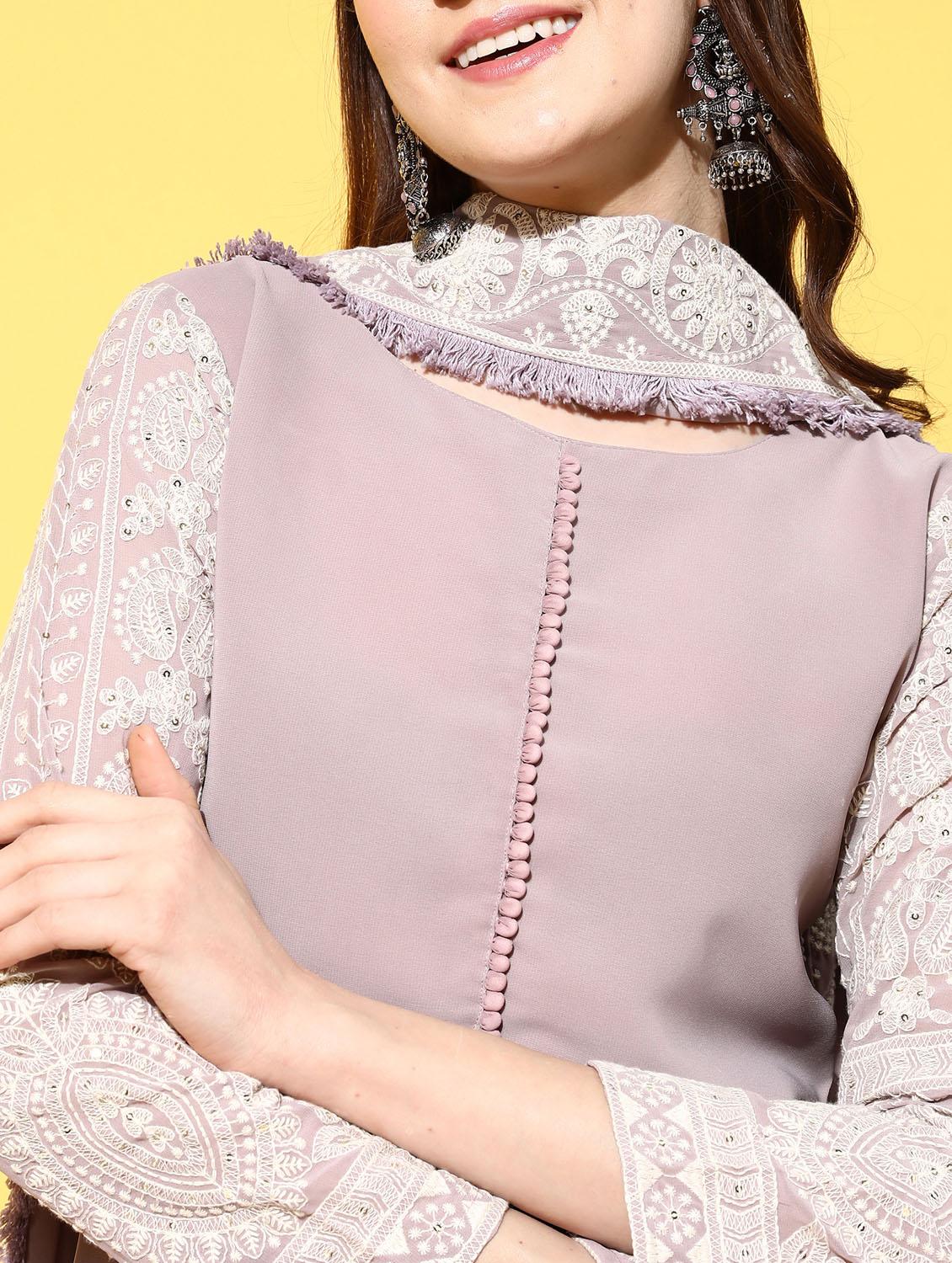 pink solid suit set with dupatta - 19225867 - Standard Image - 4