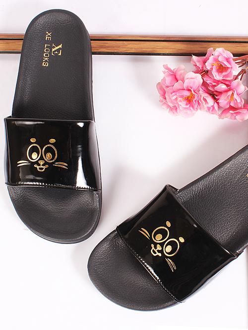 black synthetic slides flip flops - 19225993 - Very Small Image - 1