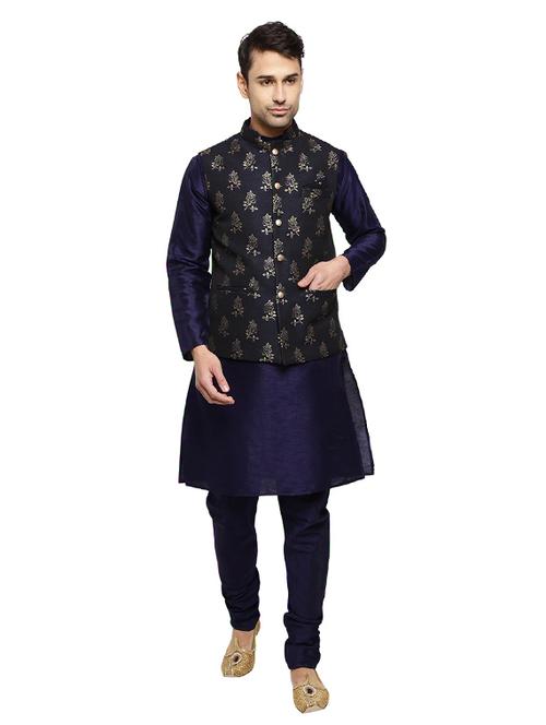 navy self design ethnic wear set - 19226556 - Very Small Image - 1