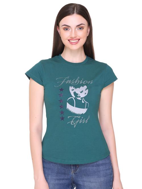 women's front print round neck t-shirt - 19232542 - Very Small Image - 1