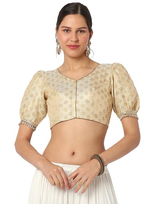 beige self design blouse - 19232604 - Very Small Image - 1