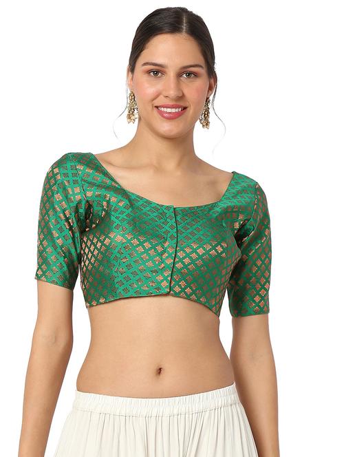 green cotton blend regular blouse - 19232611 - Very Small Image - 1