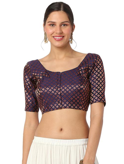 blue cotton blend regular blouse - 19232612 - Very Small Image - 1