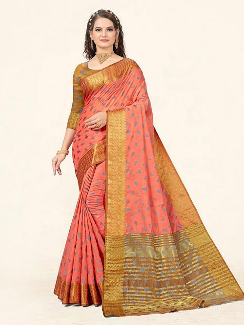 self design woven saree with blouse - 19232713 - Very Small Image - 1