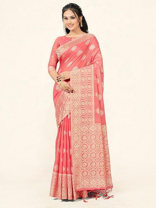 self design woven saree with blouse - 19232732 - Very Small Image - 1