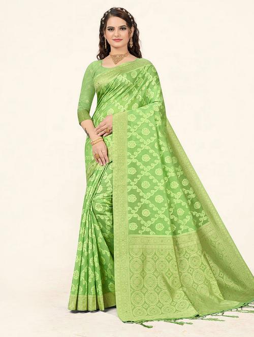 self design woven saree with blouse - 19232755 - Very Small Image - 1