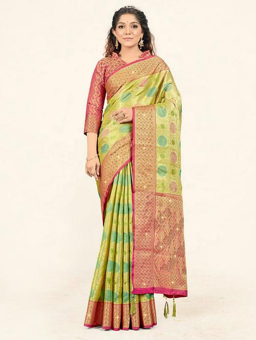 self designed woven saree with blouse - 19232976 - Very Small Image - 1