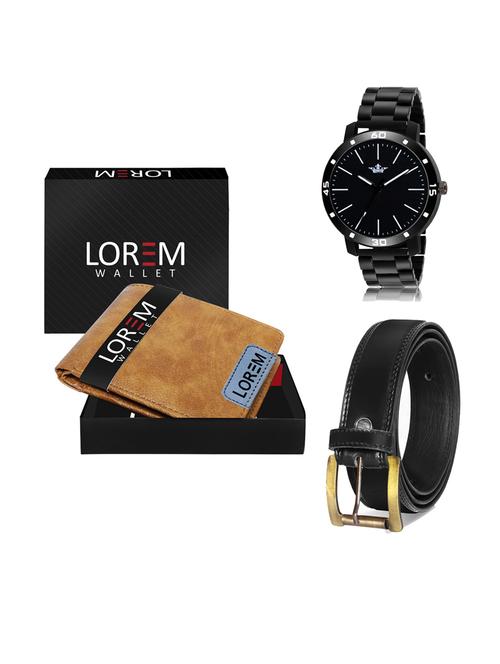 belt, wallet & watch leatherette gift combo - 19233879 - Very Small Image - 1