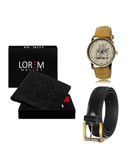 belt, wallet & watch leatherette gift combo - 19234807 - Very Small Image - 1