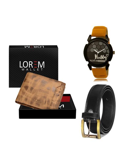 belt, wallet & watch leatherette gift combo - 19234879 - Very Small Image - 1