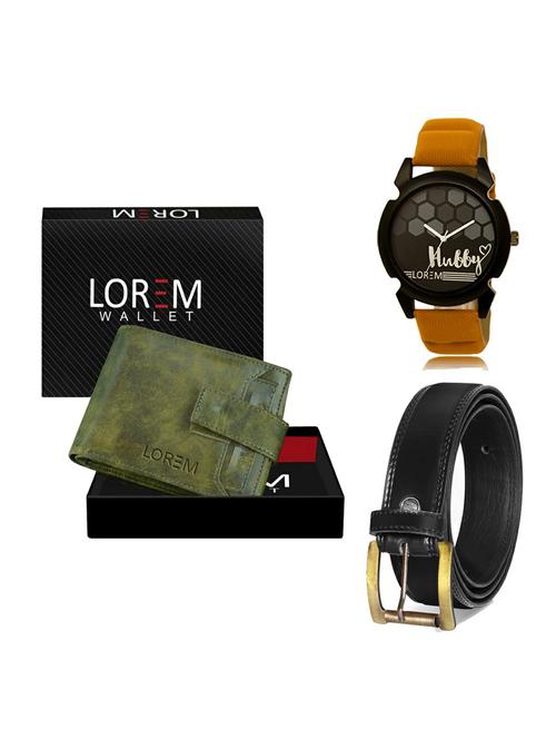belt, wallet & watch leatherette gift combo - 19234880 - Very Small Image - 1