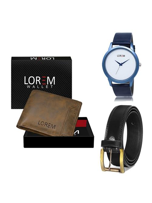 belt, wallet & watch leatherette gift combo - 19234927 - Very Small Image - 1