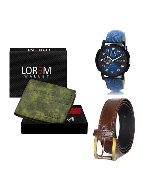 belt, wallet & watch leatherette gift combo - 19236225 - Very Small Image - 1