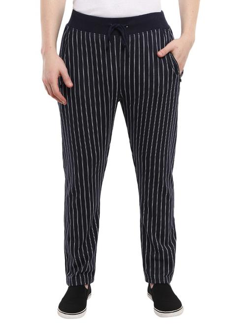 navy blue striped full length track pant - 19242471 - Very Small Image - 1