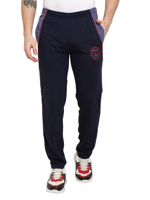 navy blue color blocked full length track pant - 19242998 - Very Small Image - 1