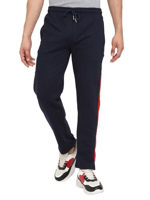 navy blue colourblocked full length track pant - 19243007 - Very Small Image - 1