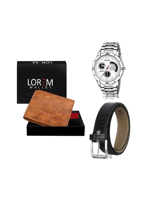 belt, wallet & watch leatherette gift combo - 19243256 - Very Small Image - 1