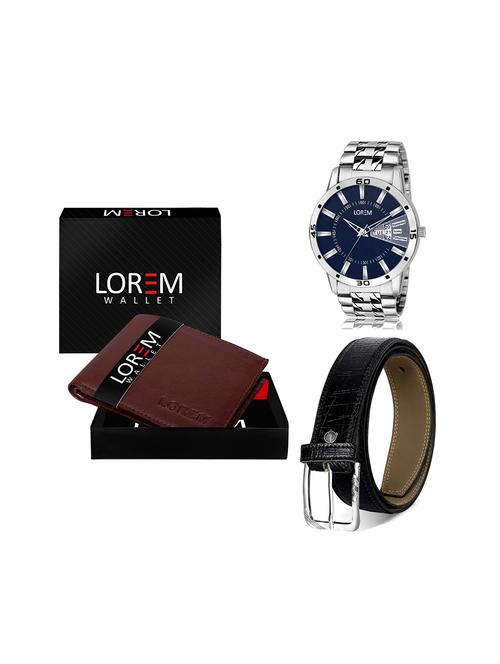 belt, wallet & watch leatherette gift combo - 19243435 - Very Small Image - 1
