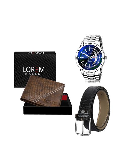 belt, wallet & watch leatherette gift combo - 19245162 - Very Small Image - 1