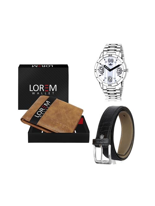 belt, wallet & watch leatherette gift combo - 19245320 - Very Small Image - 1