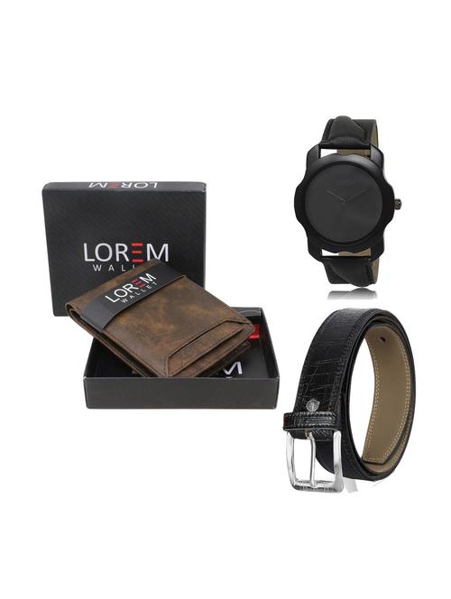 belt, wallet & watch leatherette gift combo - 19246352 - Very Small Image - 1