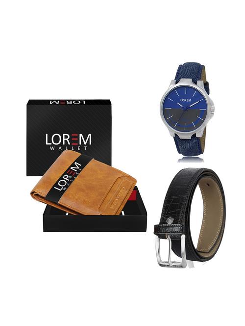 belt, wallet & watch leatherette gift combo - 19246898 - Very Small Image - 1