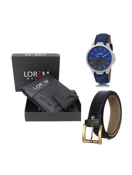 belt, wallet & watch leatherette gift combo - 19246905 - Very Small Image - 1