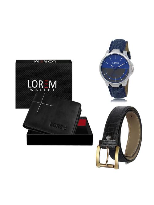belt, wallet & watch leatherette gift combo - 19247097 - Very Small Image - 1