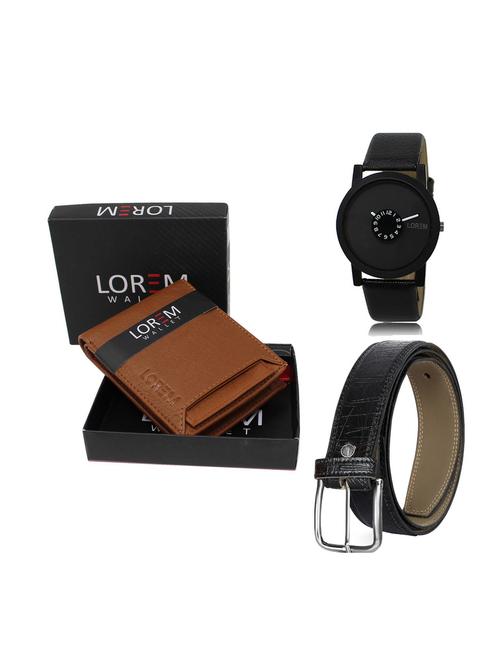 belt, wallet & watch leatherette gift combo - 19247154 - Very Small Image - 1