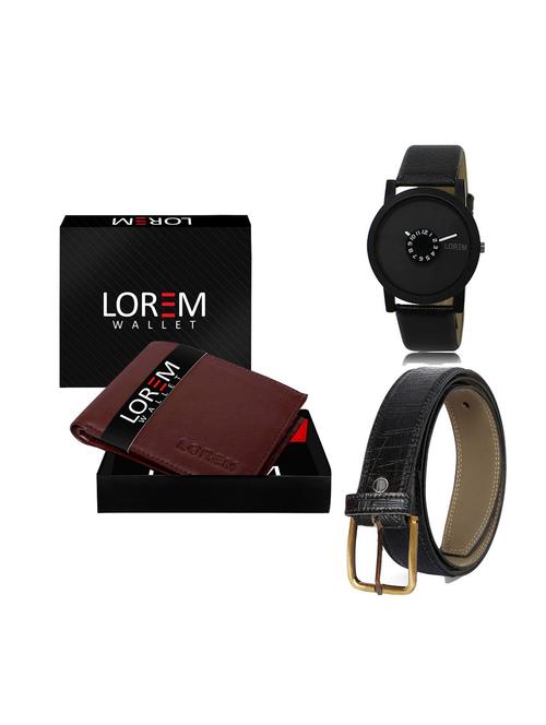 belt, wallet & watch leatherette gift combo - 19247213 - Very Small Image - 1
