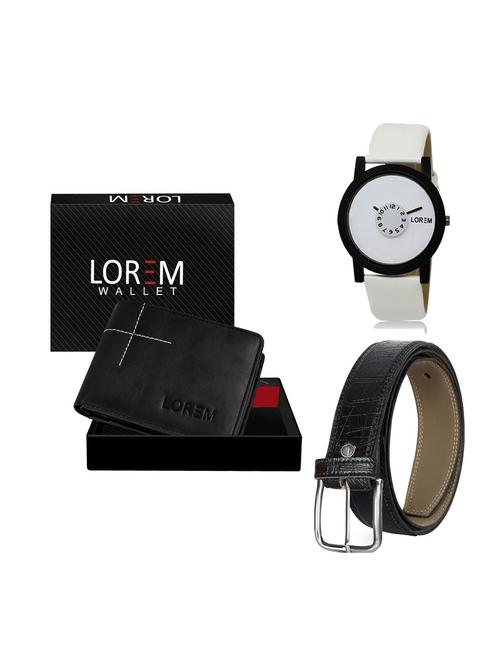 belt, wallet & watch leatherette gift combo - 19247640 - Very Small Image - 1