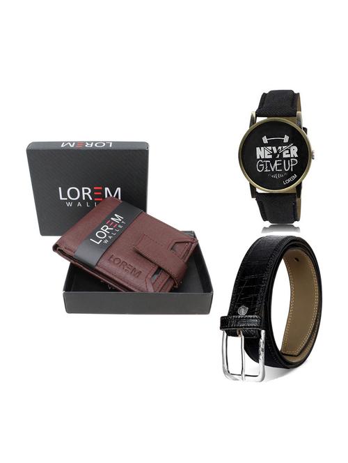 belt, wallet & watch leatherette gift combo - 19247725 - Very Small Image - 1