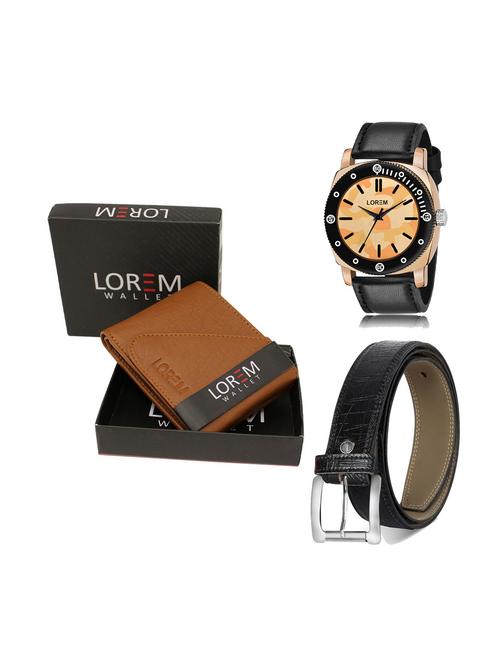 belt, wallet & watch leatherette gift combo - 19250650 - Very Small Image - 1
