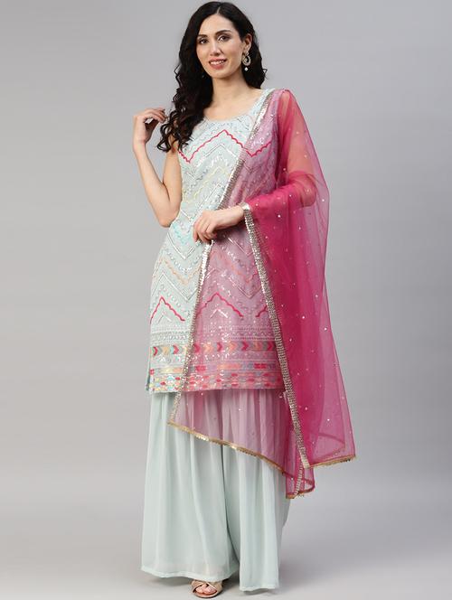 blue embroidered salwar suit  - 19257011 - Very Small Image - 1