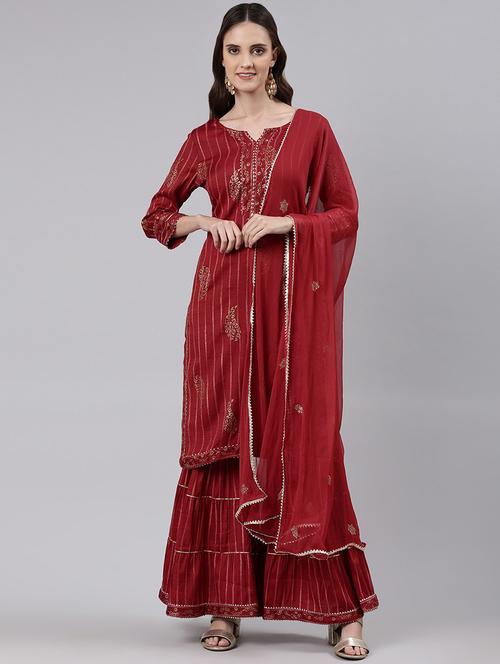 printed kurta sharara set - 19257401 - Very Small Image - 1