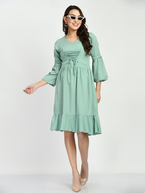 women's tiered dress solid dress - 19257540 - Very Small Image - 1
