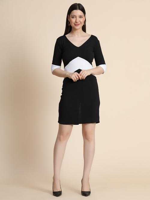black color block straight dress - 19257631 - Very Small Image - 1
