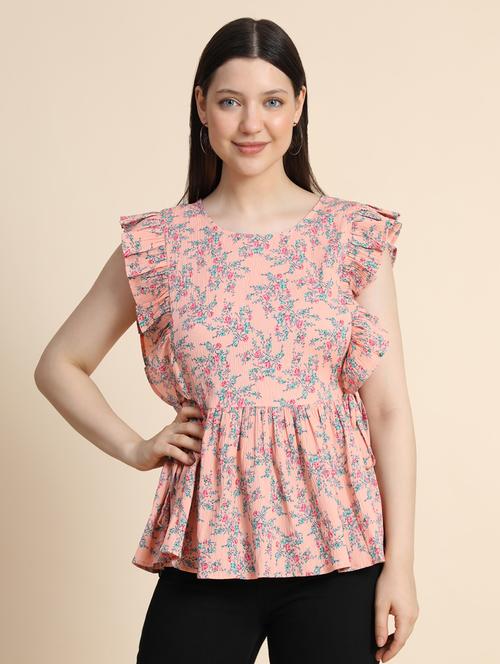women's peplum round neck top - 19257715 - Very Small Image - 1