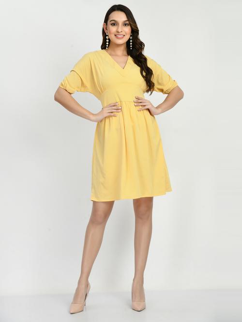 women's fit & flare solid dress - 19257745 - Very Small Image - 1