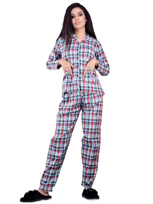 women cotton shirt pyjama nightwear set - 19257761 - Very Small Image - 1