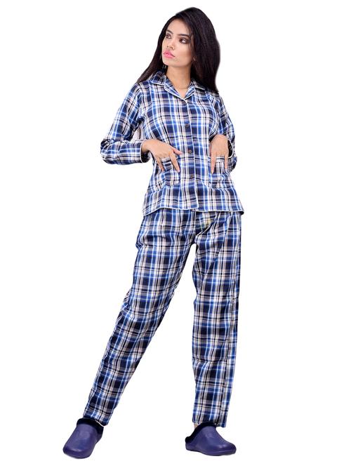 women cotton shirt pyjama nightwear set - 19257778 - Very Small Image - 1