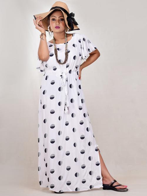 white printed a-line gown - 19258053 - Very Small Image - 1