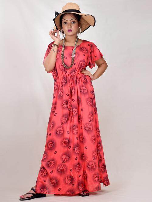 pink printed a-line gown - 19258059 - Very Small Image - 1