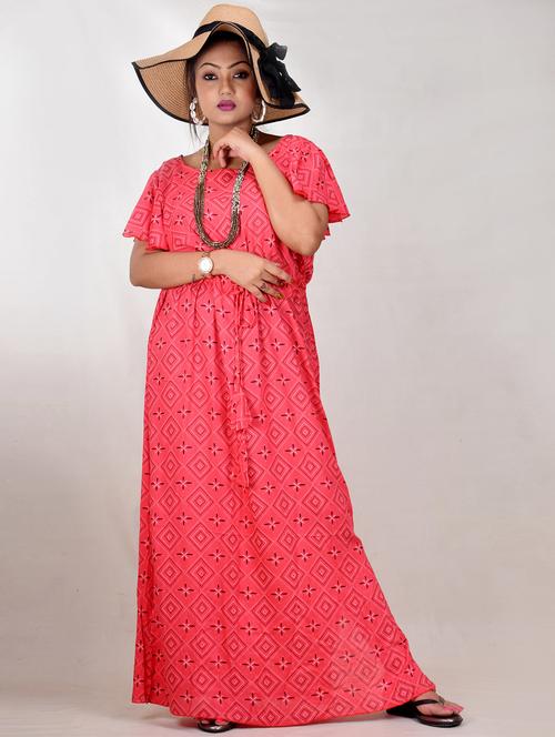 pink printed a-line gown - 19258068 - Very Small Image - 1