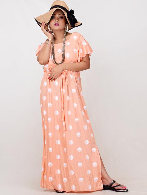 pink printed a-line gown - 19258076 - Very Small Image - 1