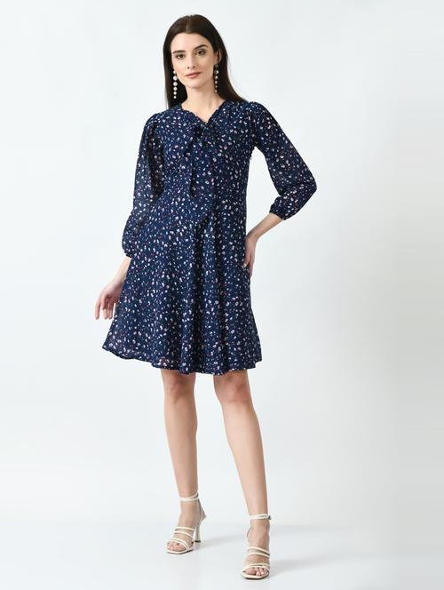 women's fit & flare printed dress - 19258382 - Very Small Image - 1