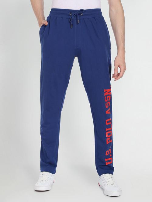 blue solid full length track pant - 19258434 - Very Small Image - 1