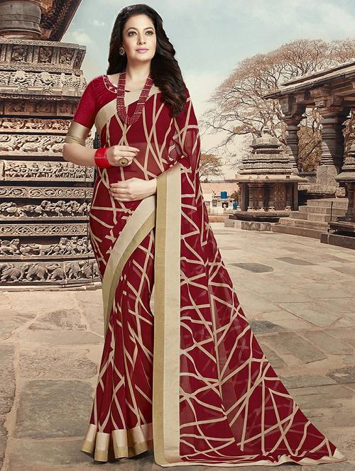 printed saree with blouse piece - 19258445 - Very Small Image - 1