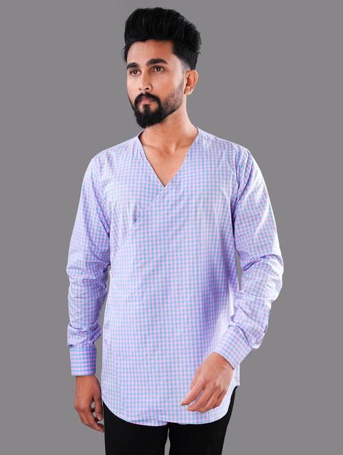 blue checkered casual shirt - 19260858 - Very Small Image - 1