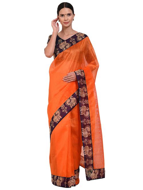 solid bordered saree - 19260968 - Very Small Image - 1